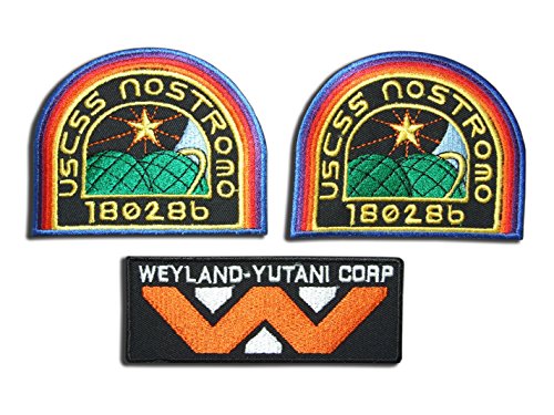 Alien Movie Weyland Nostromo USCM Crew Costume Iron On Patches [3 Patch Set] AL01 Bügelbild Aufnäher Applikation Emblem von TOFOW