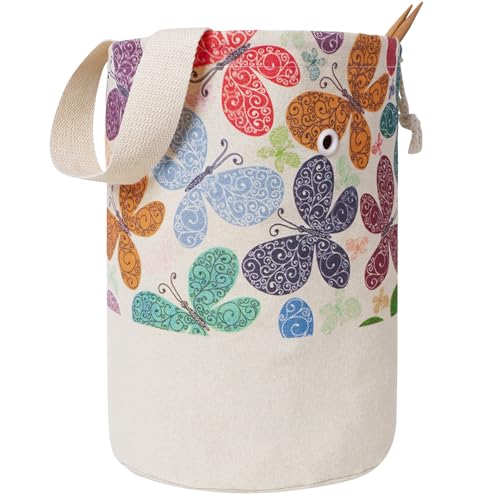 TOGETRUE Garntasche, Strick-/Häkeltasche, tragbare Garnaufbewahrungstaschen, Organizer für Häkelprojekte, zum Aufbewahren von Knäuel, kurze Stricknadel (Medium, Schmetterling) von TOGETRUE