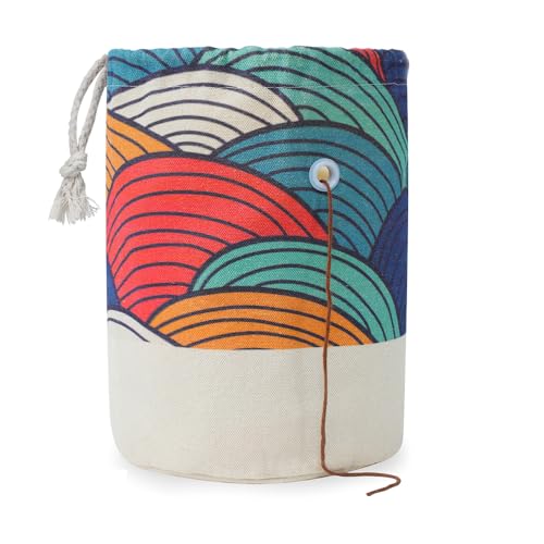 TOGETRUE Garntasche, kleine Strick-/Häkeltasche, tragbare Garnaufbewahrungstaschen, Organizer für Häkelprojekte, zum Aufbewahren von Knäuel, kurze Stricknadel (klein, Farbbogen) von TOGETRUE