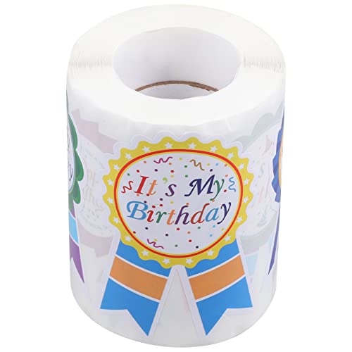 TOGEVAL 1 Rolle Happy Birthday Aufkleber Selbstklebende Geburtstagsaufkleber für Jungen und Mädchen pro für Partydekoration und Persönliche Botschaften von TOGEVAL