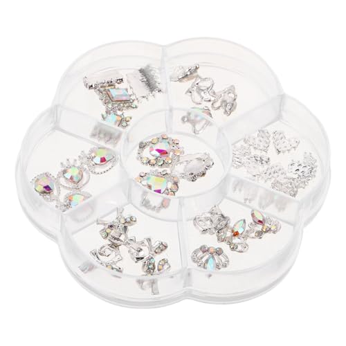 TOGEVAL 1 Schachtel Nail Charms aus Robustem Legierungs-material mit Funkelnden Herz- Krone Schleifenformen für DIY Maniküre Nagelkunst für Valentinstag Hochzeit und Besondere Anlässe von TOGEVAL