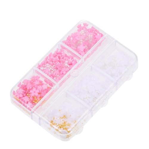 TOGEVAL 1 Schachtel Schmuckset für Nägel mit Fächern Fünfblüten Blumen Nagelcharms für DIY Maniküre Kreative Nagelkunst für Stilvolle Fingernägel und Besondere Anlässe von TOGEVAL