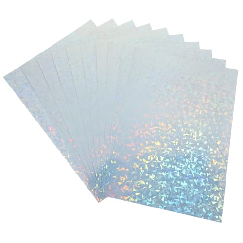 TOGEVAL 10 Blatt Holographisches Aufkleberpapier Selbstklebend Bedruckbares Vinyl für Tintenstrahldrucker Wasserfestes Glänzendes Stickerpapier für DIY Etiketten und Bastelprojekte von TOGEVAL