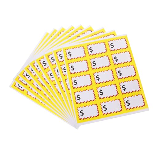 TOGEVAL 10 Blatt Preisaufkleber Klebrig Aufkleber Für Den Flohmarkt Preise Verkaufsaufkleber Für Einzelhandelsgeschäfte Etikett Aufkleber Flohmarkt Weiß Pp Synthetisches Papier von TOGEVAL