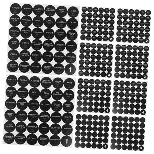 TOGEVAL 10 Blatt Runde Gewürzetiketten Selbstklebend Praktische Aufkleber für Gewürzflaschen und Lebensmittelbehälter Vielseitig Einsetzbar Einfache Beschriftung für Küche und von TOGEVAL