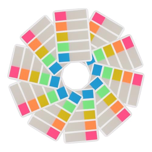 TOGEVAL 10 Sätze Fluoreszierende Haftnotizen Selbstklebend Bunte Memo Notes Index Sticker Glattes Schreiben Vielseitig für Büro Schule Bücher Termine und Organisation Farben Je von TOGEVAL