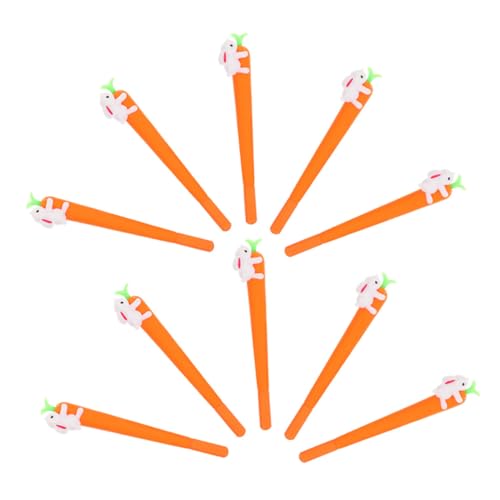 TOGEVAL 10 Stück Gel Tintenroller Karotten Hasen Niedliche Kugelschreiber Bunte Schreibstifte für Büro und Schule Ergonomisch und Glatt Schreibend von TOGEVAL