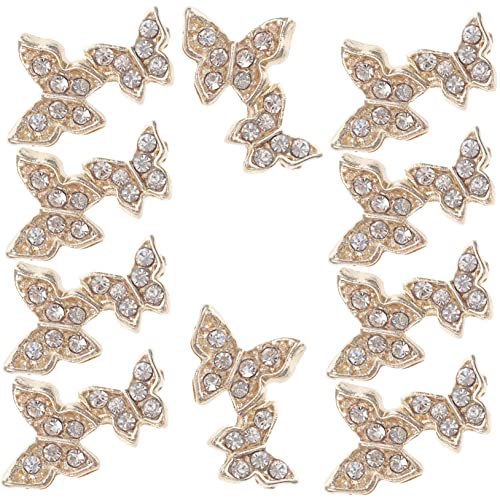 TOGEVAL 10 Stück Schmetterling Strasssteine Nail Art Charms Maniküre Dekoration für DIY Nägel für Schule Arbeit Urlaub und Besondere Anlässe von TOGEVAL