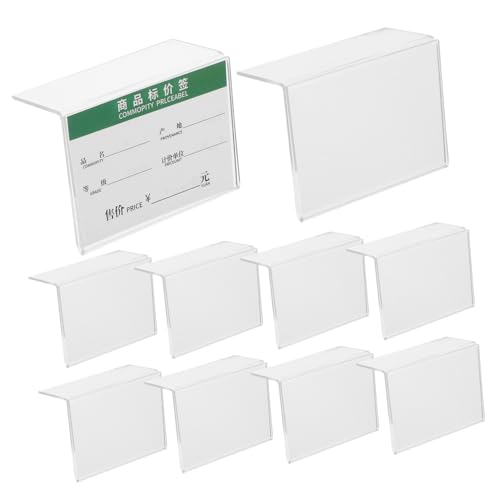 TOGEVAL 10 Stück Selbstklebende Acryl Preisschildhalter Form Klar Robust für Regale und Tischaufsteller im Einzelhandel mit Einfache Befestigung und Langlebigem Material von TOGEVAL