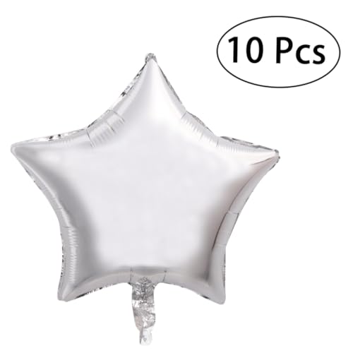 TOGEVAL 10 Stück Silber Folienballons Fünf Stern Helium Luftballons Wiederverwendbar für Geburtstag Valentinstag Hochzeit Party Dekoration von TOGEVAL