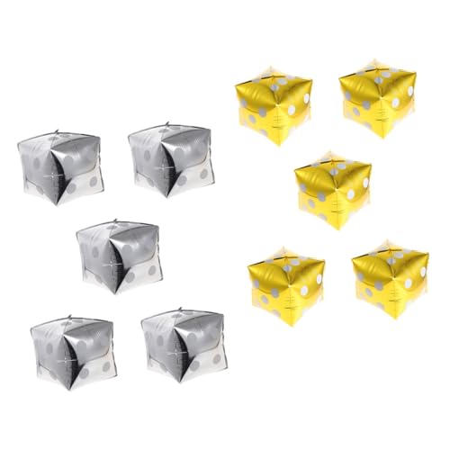 TOGEVAL 10 Stück Teiliges Aluminium Folien dice Luftballons in Gold und Silber Große Partydeko für Themen Leichte Jumbo Ballons für Geburtstags Bar Valentinsfeiern von TOGEVAL