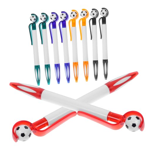 TOGEVAL 10 Stück Teiliges Fußball Kugelschreiber mit Drehfunktion Bunte Schreibstifte mit Einzigartigem Fußball Design als Party Deko für Teens Praktische Büro und Schulartikel von TOGEVAL