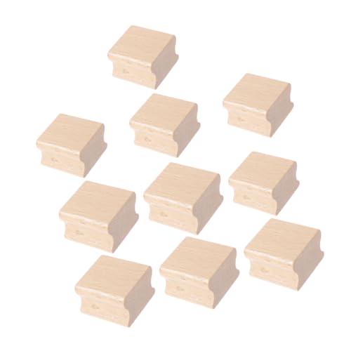 TOGEVAL 10 Stück Teiliges Grooved DIY Stempelblöcke aus Lackiertem Buchenholz Leichte Holzklötze für Komfortables Basteln Gravierbare Stempelhalter für Scrapbooking und Kreative von TOGEVAL