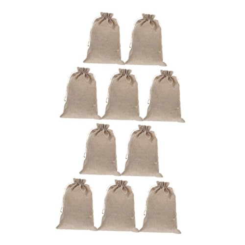 TOGEVAL 10 Stück Teiliges Naturleinen Beutel mit Kordelzug Nachhaltige Geschenkbeutel für Schmuck Süßigkeiten Party und Hochzeit Wiederverwendbar und Umweltfreundlich von TOGEVAL