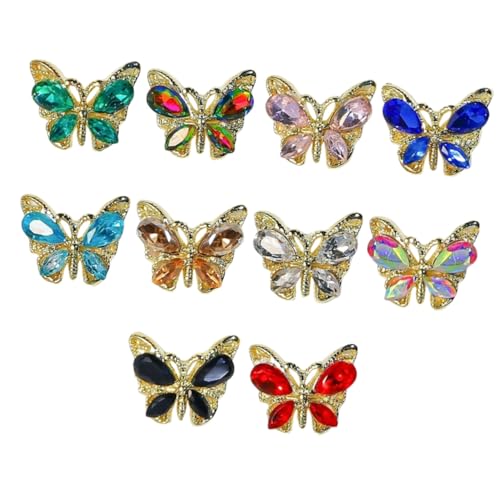 TOGEVAL 10 Stück Teiliges Schillernde Schmetterling Nagel Charms aus funkelnden Strasssteine Nail Art Dekoration für Frauen Vielseitig Einsetzbar für Nägel Handyhüllen und DIY Schmuck TOGEVAL 10 Stück Teiliges Schillernde Schmetterling Nagel Charms aus funkelnden Strasssteine Nail Art Dekoration für Frauen Vielseitig Einsetzbar für Nägel Handyhüllen und DIY Schmuck von TOGEVAL