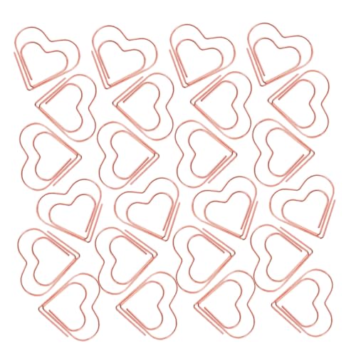 TOGEVAL 100 Stück Roségold Büroklammern Herzförmig Metall Paper Clips Dekorativ für Dokumente Notizen Sortieren Organisieren Vielseitig und Stabil von TOGEVAL