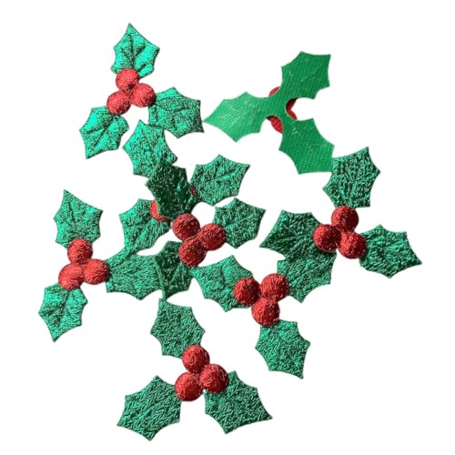 TOGEVAL 100 Stück Weihnachtsdeko aus Gold Silber DIY Material für Fensterornament Bastelset mit Roten Früchten Elegant und Vielseitig für Weihnachtsbaum und Tischdeko von TOGEVAL