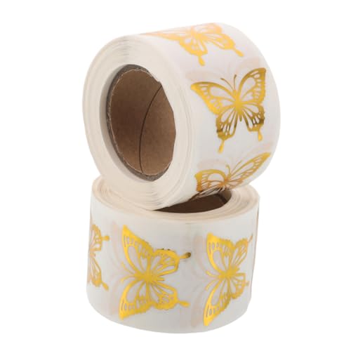TOGEVAL 1000 Stück Teiliges Schmetterlings Goldfolie Selbstklebend mit Starkem Haftkleber für Umschläge Einladungen Geschenkverpackungen Geburtstag Hochzeit Jubiläum Dekoration von TOGEVAL