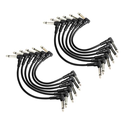TOGEVAL 12 Stück Gitarren Patchkabel Robuste Audio Verbindung für Effektpedale Stabile Klangübertragung für Gitarre und Bass Schwarz von TOGEVAL
