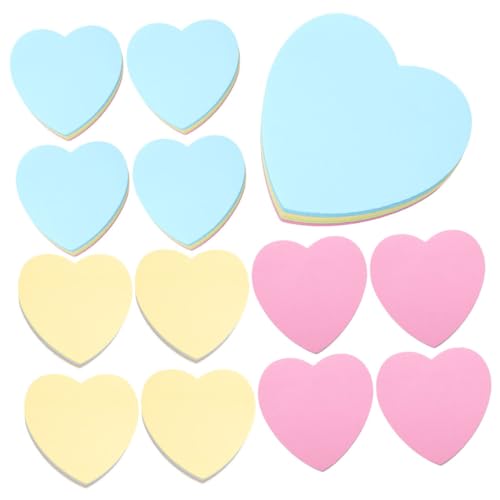 TOGEVAL 12 Stück Herzförmige Haftnotizen Bunte Selbstklebende Notizblätter Praktische Memo Pads für Schule Büro und Zuhause für Erinnerungen und Listen von TOGEVAL