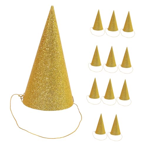 TOGEVAL 12 Stück Teiliges Goldene Glitzer Partyhüte mit Langem Band Passende für Erwachsene Festliche Geburtstagskronen für Mädchen Jungen Partydekoration und TOGEVAL 12 Stück Teiliges Goldene Glitzer Partyhüte mit Langem Band Passende für Erwachsene Festliche Geburtstagskronen für Mädchen Jungen Partydekoration und von TOGEVAL