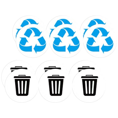 TOGEVAL 12 Stück Teiliges Recycling aufkleber Mülleimer Selbstklebend Wasserfest Pvc material Mülltonnen kennzeichnung für Abfalltrennung zu Hause Büro und Gemeinschaftsplätze Garten von TOGEVAL