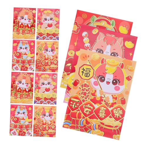 TOGEVAL 120 Stück Chinesische Neujahrsumschläge Karton Pferd Hongbao Rot Umschläge Glücksumschachteln für Frühlingsfest Hochzeit Festliche Geldgeschenke von TOGEVAL