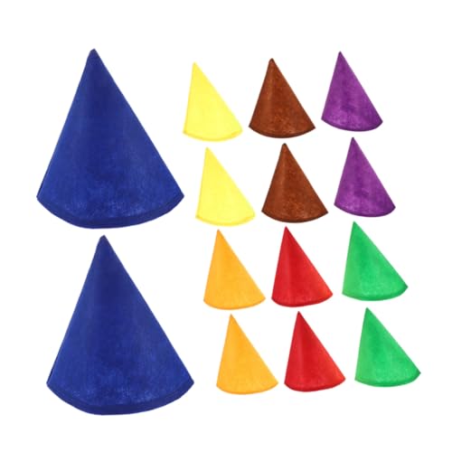 TOGEVAL 14 Stück Teiliges Filz Zwergenhut Bunte Konische Partyhüte aus Filz für Erwachsene und Vielseitig für Halloween Geburtstage Cosplay Unisex Elfenkostüm Zubehör von TOGEVAL