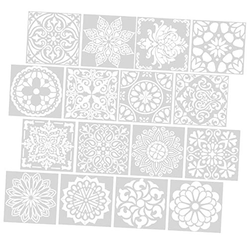 TOGEVAL 16 Stück Teiliges Blumenmuster Zeichenschablonen Wiederverwendbare Malschablonen für Kreative Diy Projekte für Holz und Wanddekoration von TOGEVAL