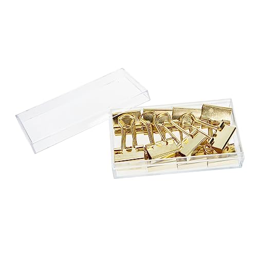 TOGEVAL 16 Stück Teiliges Set Goldfarbener Binder Clips Langlebige Büroklammern für Dokumentenorganisation Papierklemmen Vielseitige Bürobedarf für Schule und Zuhause von TOGEVAL