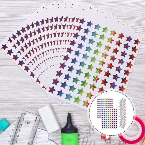 TOGEVAL 18 Blatt Bunte Stern Aufkleber Selbstklebende Scrapbook Sticker für DIY Laptop Karten Dekoration und Kreative Projekte Farbverlauf Design Einfach Anzubringen von TOGEVAL