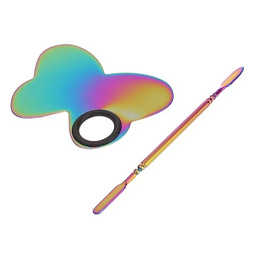 TOGEVAL 1Satz Kosmetik Mischpalette Schmetterlingsform Make Up Palette mit Spatel zum Mischen von Nagellack und Pigmenten Einfach zu Reinigen und Praktisch für Nail Art von TOGEVAL