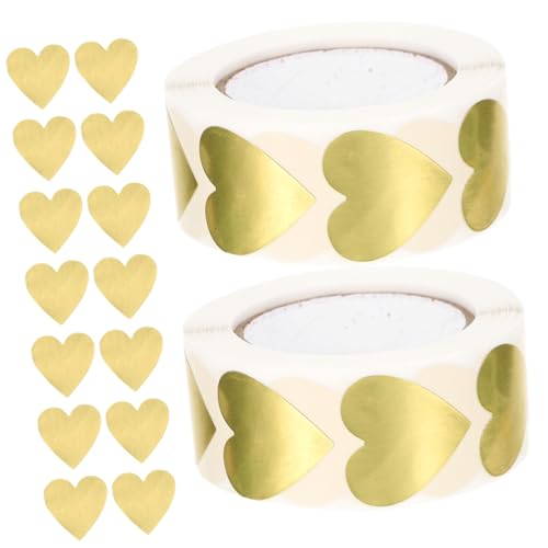 TOGEVAL 2 Rollen Herzförmige Selbstklebende Etiketten Aufkleber pro Rolle für Hochzeiten Verpackungen und für Kleine Unternehmen und Geschenkverpackungen von TOGEVAL