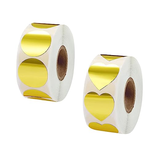 TOGEVAL 2 Rollen Herzförmige Siegelaufkleber Runde Verpackungssticker für Einladungen und DIY Dekoration pro Rolle für Hochzeit Büro und TOGEVAL 2 Rollen Herzförmige Siegelaufkleber Runde Verpackungssticker für Einladungen und DIY Dekoration pro Rolle für Hochzeit Büro und von TOGEVAL