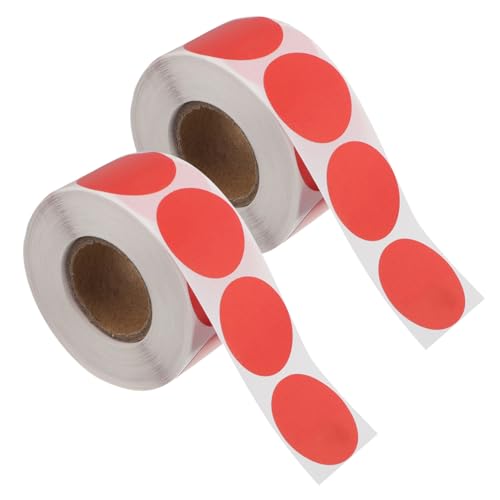 TOGEVAL 2 Rollen Rote, Leere Etikettenaufkleber, Wiederverwendbar, Beschreibbar, Selbstklebende, Runde Aufkleber Für Lebensmittelbehälter, Gläser, Kanister, 2,5 Cm von TOGEVAL