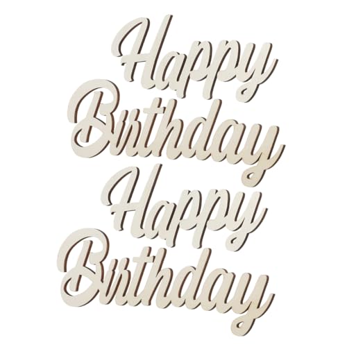 TOGEVAL 2 Sätze Happy Birthday Holzschild Langlebige Geburtstagsdeko Robustem Holz Vielseitige Wanddekoration für Partys und Feierlichkeiten Naturbelassene Geburtstagsplakette von TOGEVAL