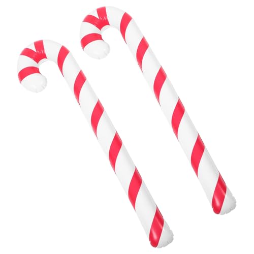 TOGEVAL 2 Stück Aufblasbare Zuckerstangen Luftballons Rot Weiß Weihnachtsdeko Außen und Innen Party Dekoration Geburtstagsfeier Festliche Weihnachtsatmosphäre von TOGEVAL