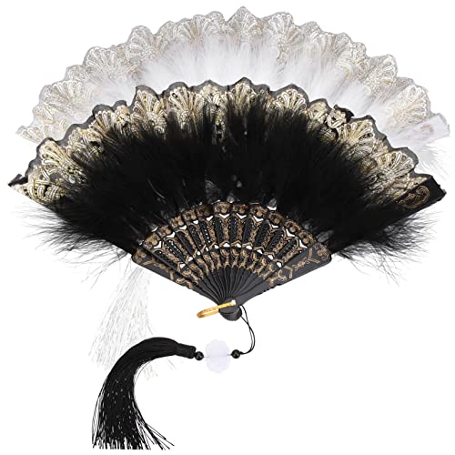 TOGEVAL 2 Stück Faltbare Plume Handfächer für Damen Hochzeitsfächer mit Einzigartigem Design für Bühnenaufführungen Fotografie und Partys TOGEVAL 2 Stück Faltbare Plume Handfächer für Damen Hochzeitsfächer mit Einzigartigem Design für Bühnenaufführungen Fotografie und Partys von TOGEVAL