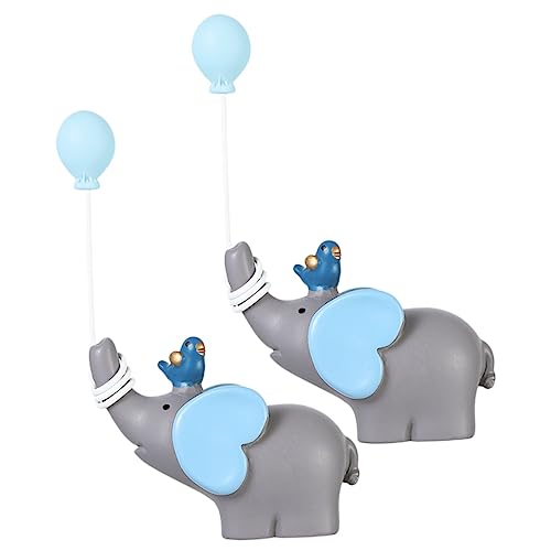 TOGEVAL 2 Stück Figuren Resin Niedliche Tortenaufsätze für Geburtstagsfeiern Tier Dekoration für Cupcakes und Desserts Miniatur Skulpturen für Kreative Anlässe Blau von TOGEVAL