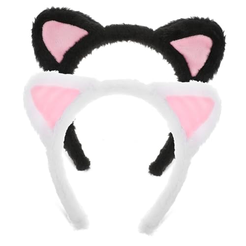 TOGEVAL 2 Stück Flauschige Katzenohren Haarbänder Verstellbare Weiche Stirnbänder für Erwachsene Bequemes Kosmetik und Cosplay Zubehör Modische Tierohren für Alltag und Kostüm von TOGEVAL