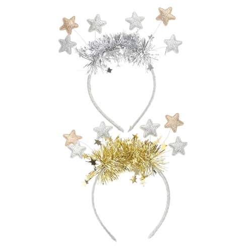 TOGEVAL 2 Stück Glitzernde Stern haarreifen Gold silber für Weihnachten und Silvester Party Festliche Kopfbedeckung mit Funkelndem Sternmotiv für Weihnachts Neujahrsfeiern von TOGEVAL