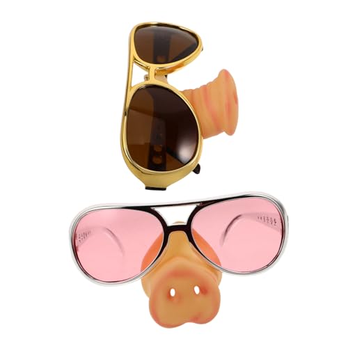 TOGEVAL 2 Stück Lustige Partybrille Schweinenase Pig Nose Cosplay Brille in Gold für Erwachsene Leichte Stabile Partydekoration und Fotorequisiten von TOGEVAL