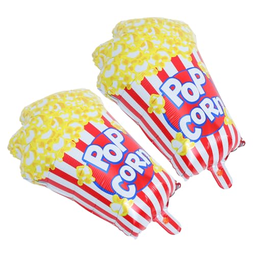 TOGEVAL 2 Stück Popcorn Folienballons Thematische Movie Night Party Dekoration für Kindergeburtstag Karneval und Familienfeiern Einfache Montage Verspieltes Design Vielseitig Einsetzbar von TOGEVAL
