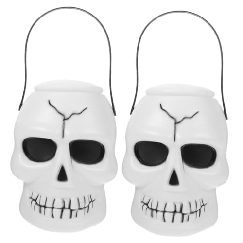 TOGEVAL 2 Stück Teiliges Halloween Kindersüßigkeiten Eimer aus Langlebigem Kunststoff mit Deckeln und Griffen Schädel Design für Sichere Aufbewahrung und Gruselige Partydekoration für TOGEVAL 2 Stück Teiliges Halloween Kindersüßigkeiten Eimer aus Langlebigem Kunststoff mit Deckeln und Griffen Schädel Design für Sichere Aufbewahrung und Gruselige Partydekoration für von TOGEVAL