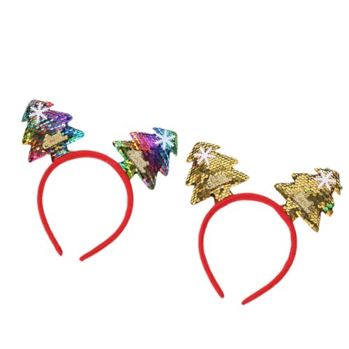 TOGEVAL 2 Stück Teiliges Weihnachts Haarband mit Glitzernden Weihnachtsbaum Motiven Leichtes Komfortables Haarschmuck für Weihnachtsfeier Maskerade Fotoshooting für Frauen von TOGEVAL
