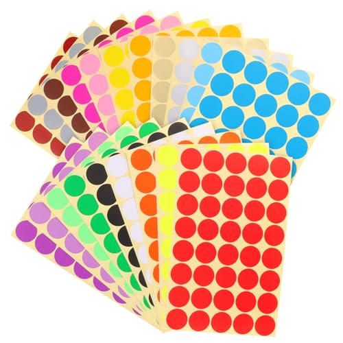 TOGEVAL 20 Blatt Farbige Runde Punktaufkleber Selbstklebende Etiketten für Einfache Klassifizierung und Markierung Geeignet für Büro Zuhause und DIY Projekte von TOGEVAL