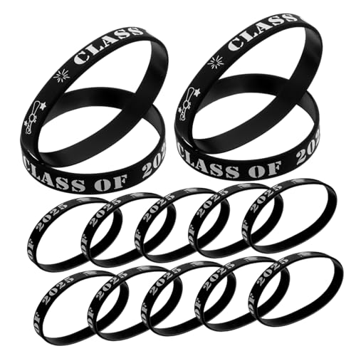TOGEVAL 20 Stück Armbänder für Mottopartys High-School-Armbänder Klasse von 2025-Armbändern Gradu-Gummibänder Abschlussfeier Gefälligkeiten für Gäste 2025 Silikonarmbänder Kieselgel von TOGEVAL