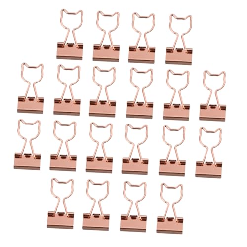 TOGEVAL 20 Stück Metal Binder Clips Roségoldene Katzen Design Büroklammern für Home Office Schule Praktische und Stilvolle Ordnerklemmen Leicht und Langlebig von TOGEVAL