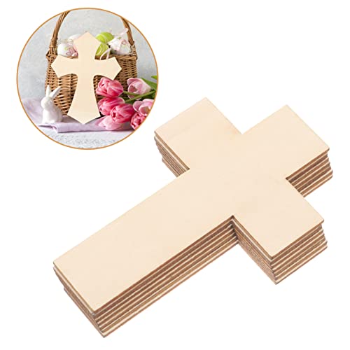 TOGEVAL 20 Stück Teiliges Unfertige Holzausschnitte Kreuzform Glatte Oberfläche Robuste Holzstücke DIY Dekoration für Schule Basteln von TOGEVAL
