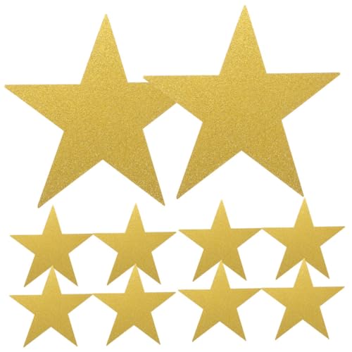 TOGEVAL 24 Stück Glitzernde Papiersterne Handgemachte Dekoration für Klassenzimmer Bulletin Board Diy Projekte Kreative Kunst und Geburtstagsparty Deko Goldene Fünfzacksterne von TOGEVAL